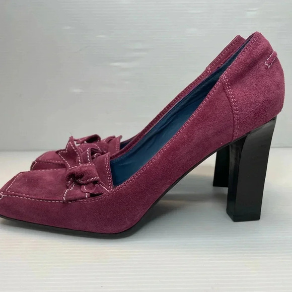 Via Spiga Burgundy High End Classy Suede Heels Loafers Made in Italy - Picture 3 of 7